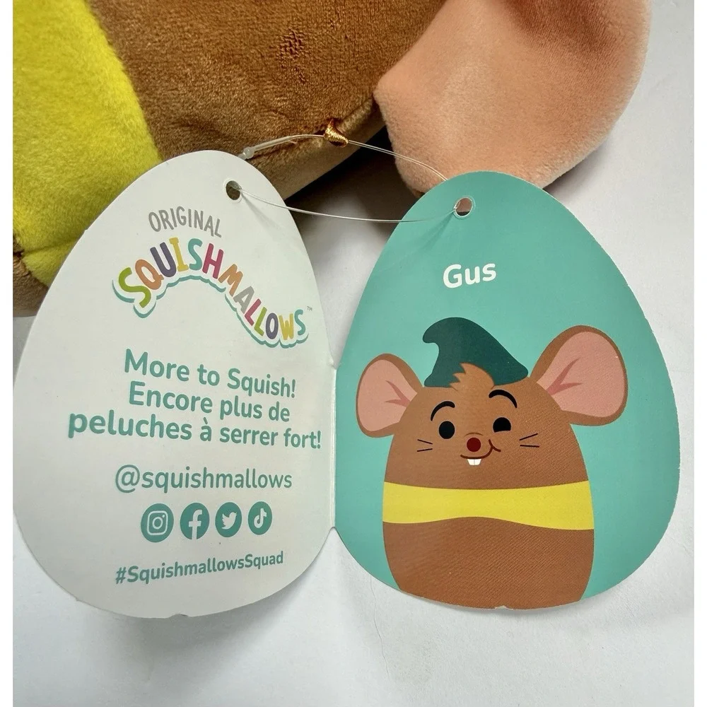 Squishmallows Disney Gus Mouse Cinderella 8 Inch Brown Plush Doll NWT